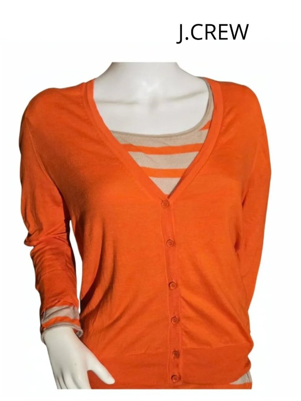 J.Crew Tangerine Orange V-neck lightweight Cardidan Large